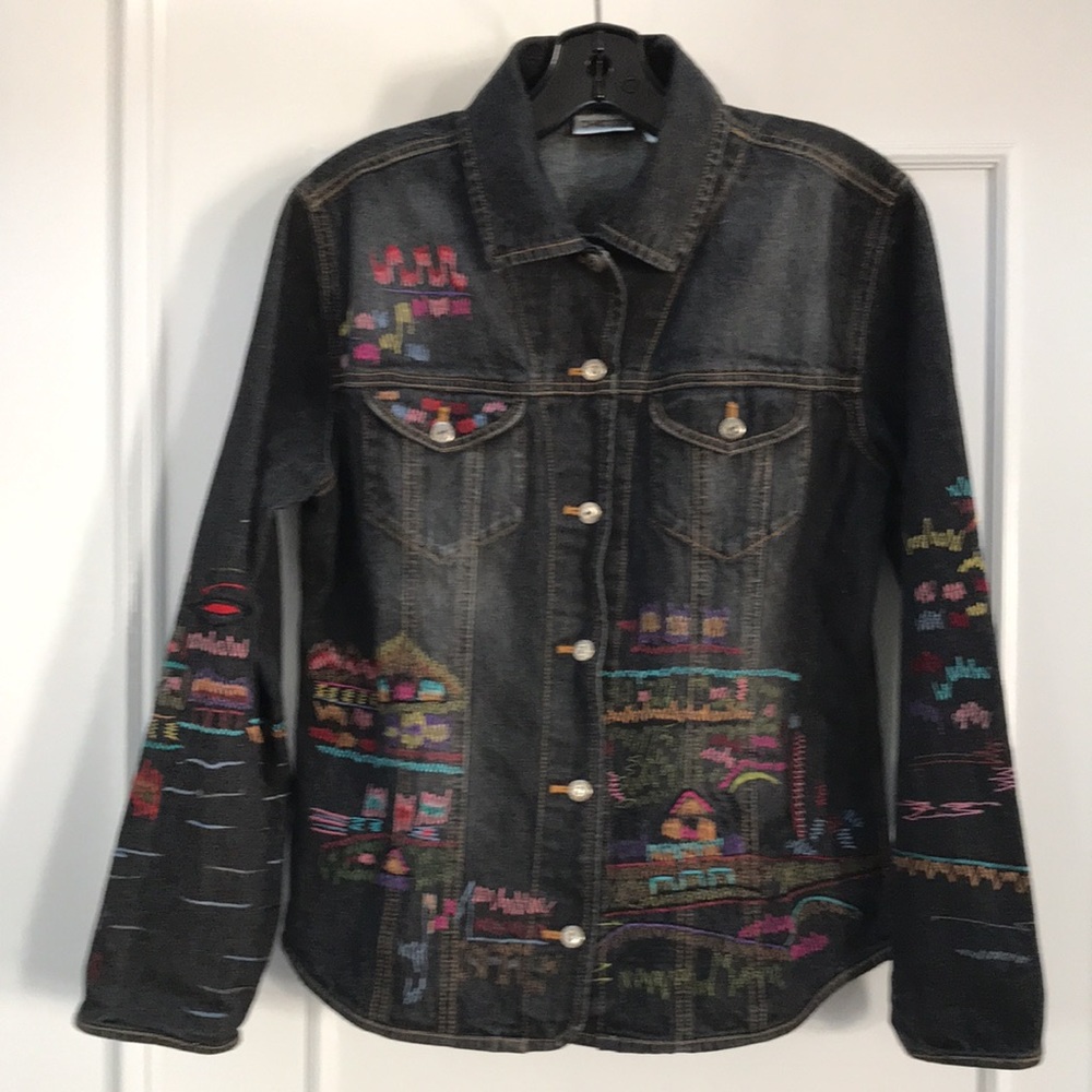 Chico's Embroidered jeans jacket size M